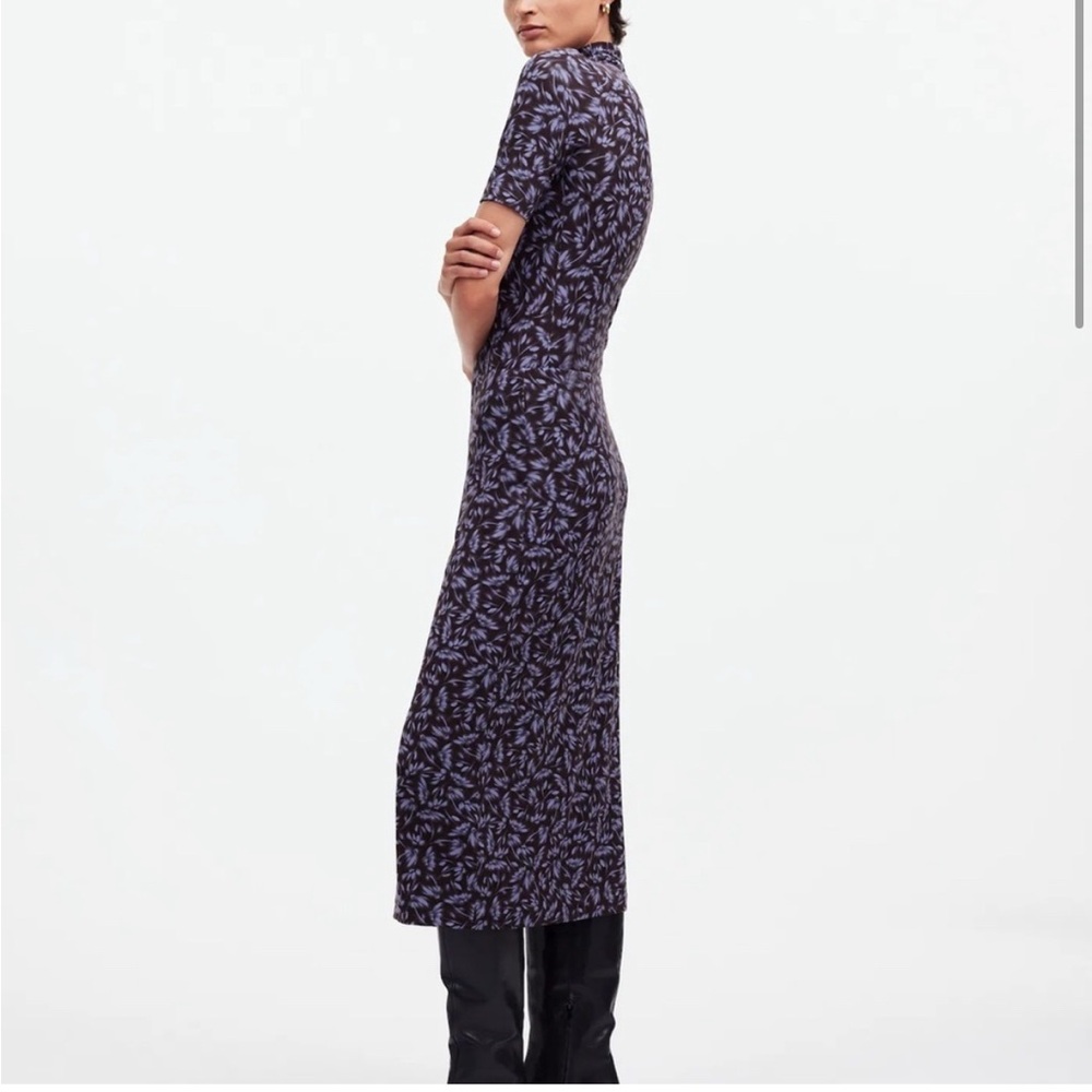Madewell Drapey Pull-on Midi Skirt in Floral in Dark Carob Size M NWT